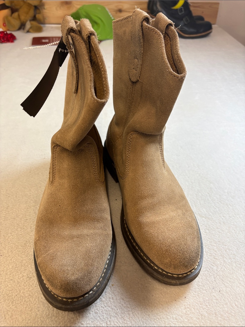 Brahma Suede Pull-On Heeled Boots - Tan